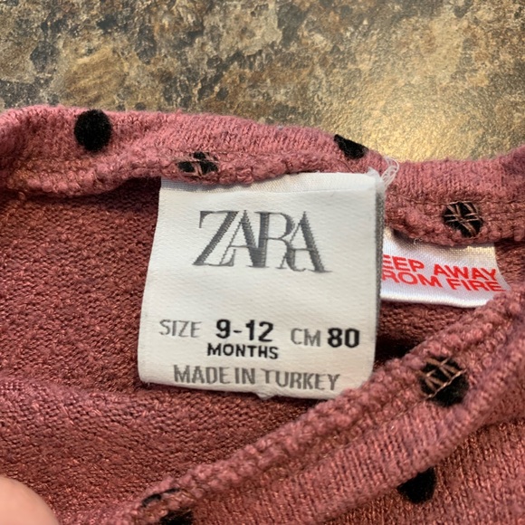 Zara Baby Dark Pink Polka Dot Ruffle Long Sleeve Shirt - Picture 2 of 3